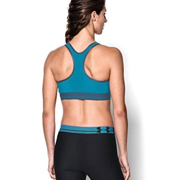 NWT Under Armour Womens SMALL HeatGear Amour Sports Bra, Pacific Blue Teal Color - Picture 6 of 10